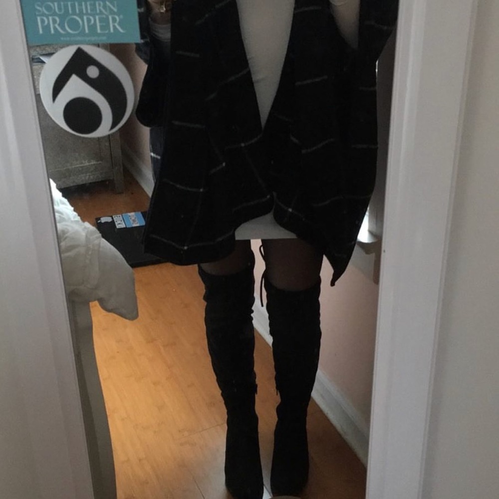 Over the knee black suede boots